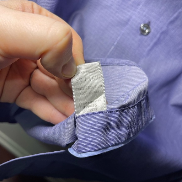 **SOLD** Eton Men’s contemporary Fit purple button down long sleeve shirt 15.5 - Picture 3 of 6